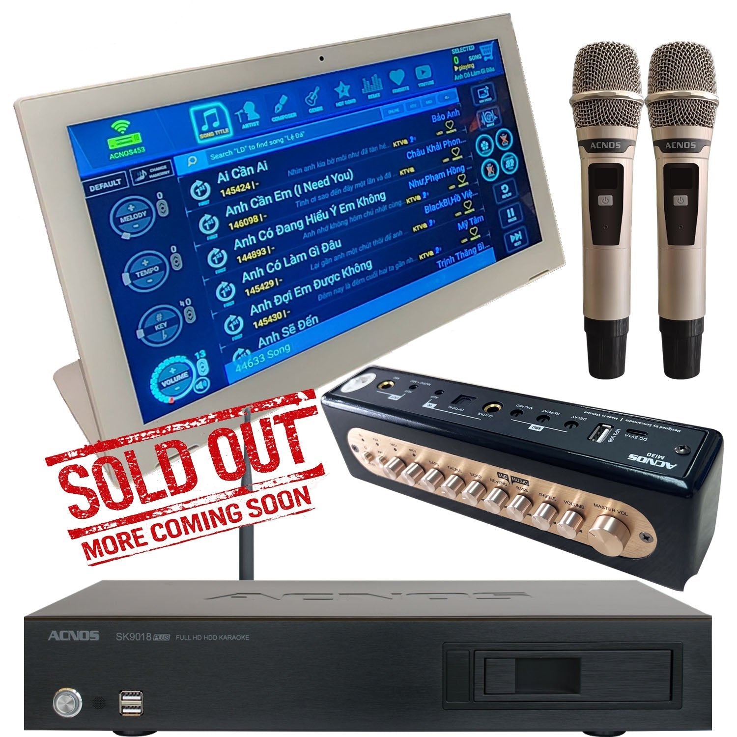 ACNOS SK9018PLUS + KTV Touch Screen + Mi - 30s Mixer (Mics) (Package Deal) - Karaoke Home Entertainment