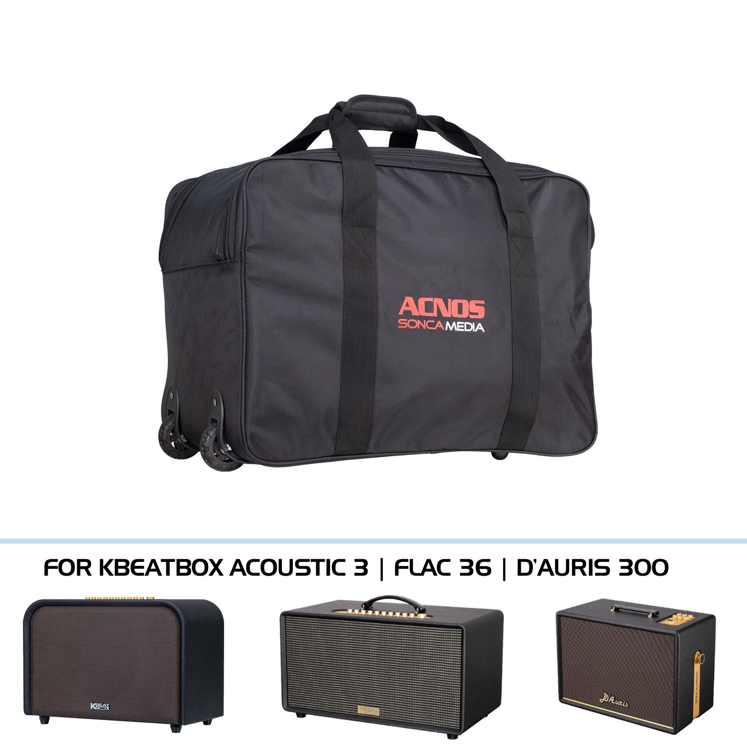 Deluxe Carry Bag with Trolley Handle for KBEATBOX Acoustic 3 | Flac 36 | D'Auris 300