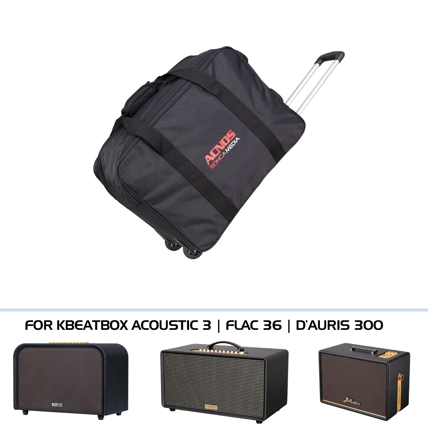 Deluxe Carry Bag with Trolley Handle for KBEATBOX Acoustic 3 | Flac 36 | D'Auris 300