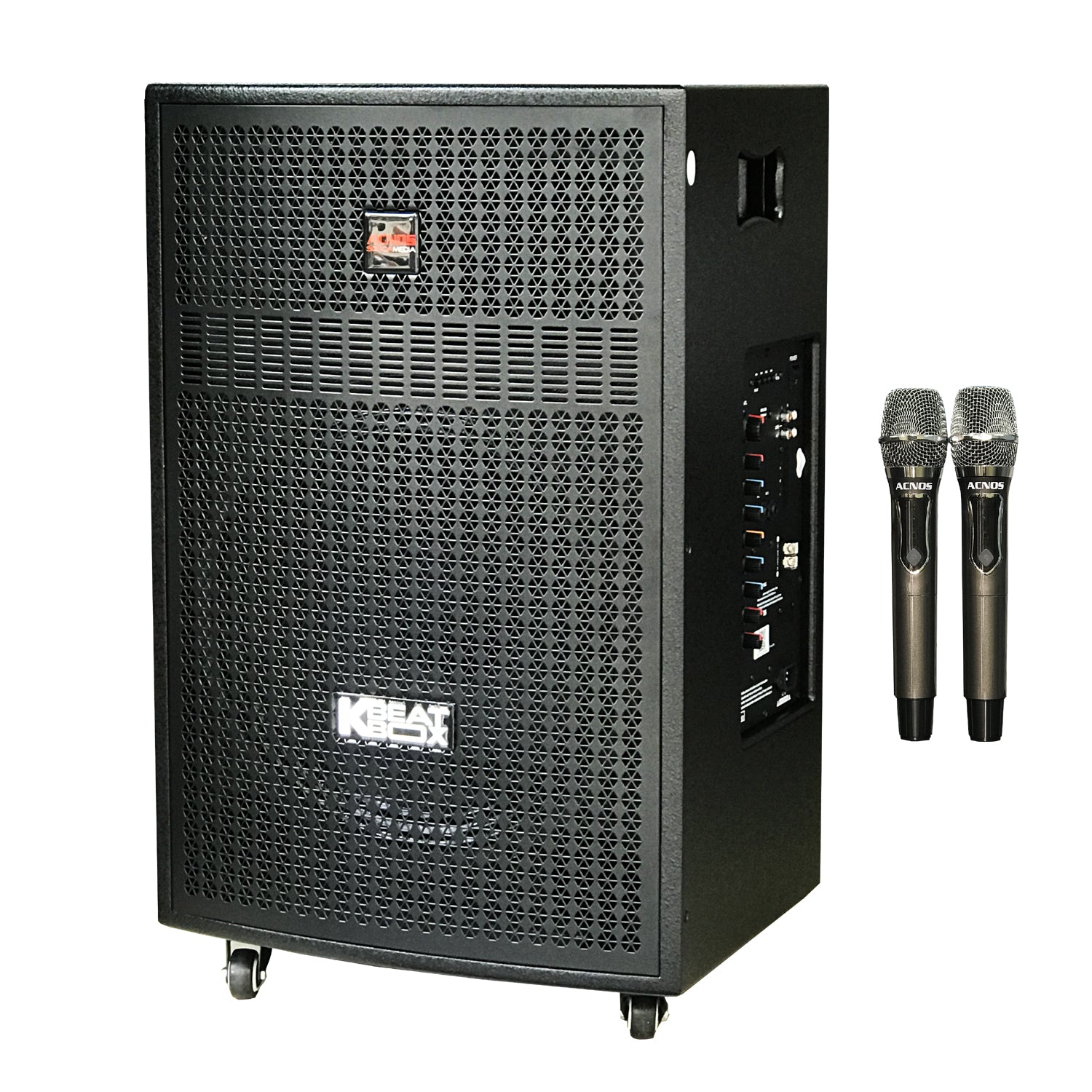 KBeatBox CBX-16G [100W RMS / 450W PMPO] Karaoke Powered Speaker System + 2 Wireless Mic's + Karaoke Cloud App