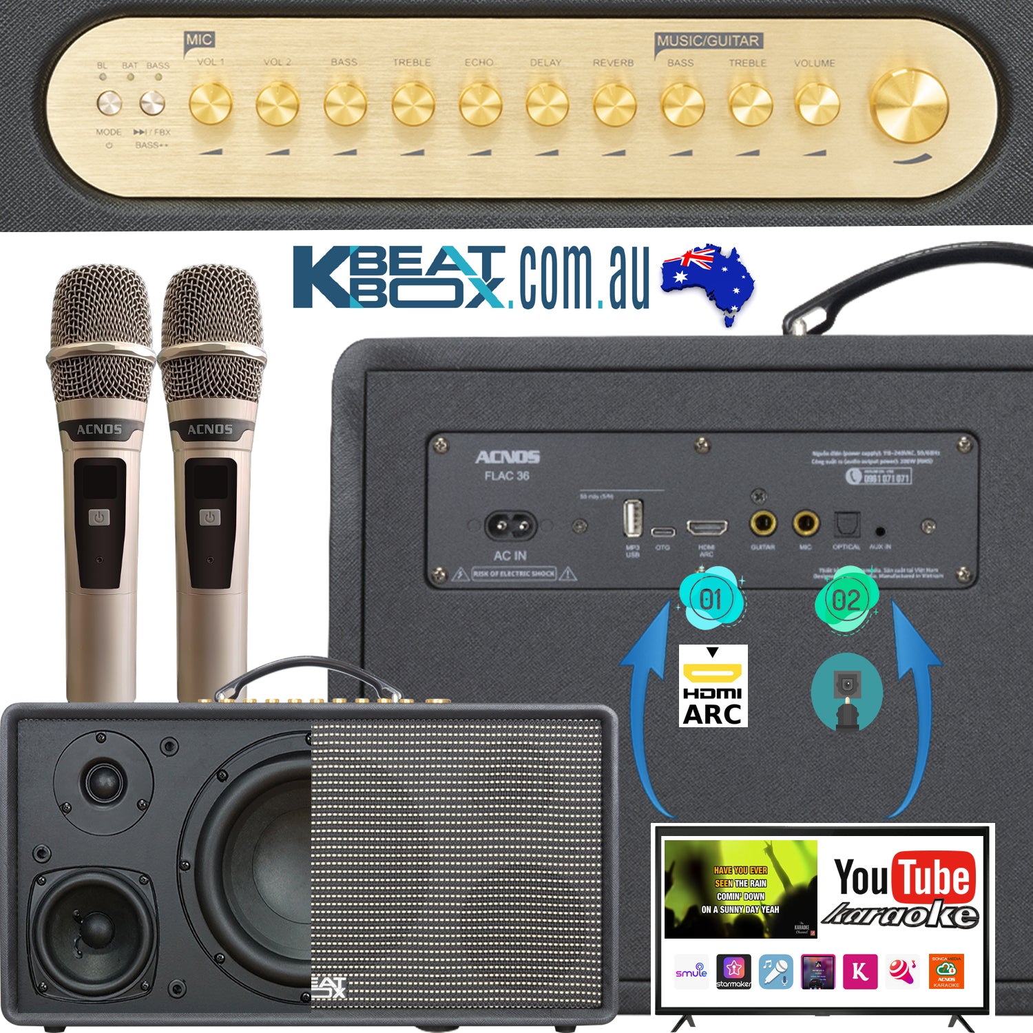 KBEATBOX FLAC 36 (Purple) 200W RMS [800W PMPO] Karaoke Powered Speaker System