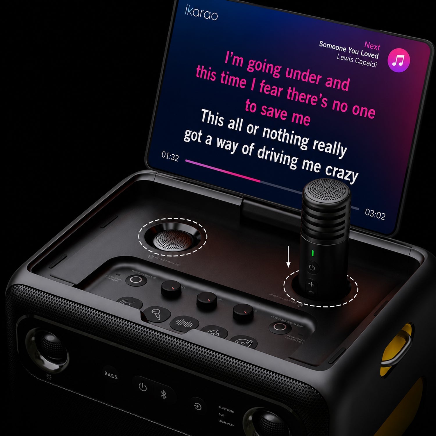 IKARAO Break X2 Portable Karaoke Speaker with 10.1” Rotating Touch Screen & Wireless Microphones - Karaoke Home Entertainment