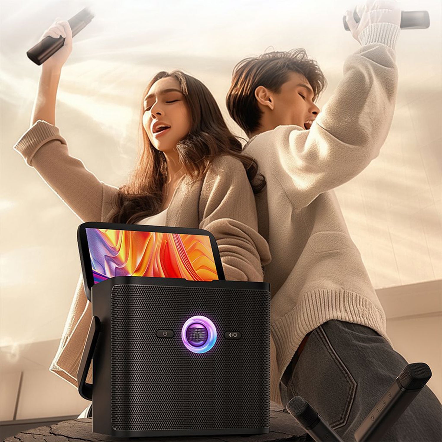IKARAO Shell S3 HD Portable Karaoke Speaker with 7” Touch Screen, HDMI & Wireless Microphones - Karaoke Home Entertainment