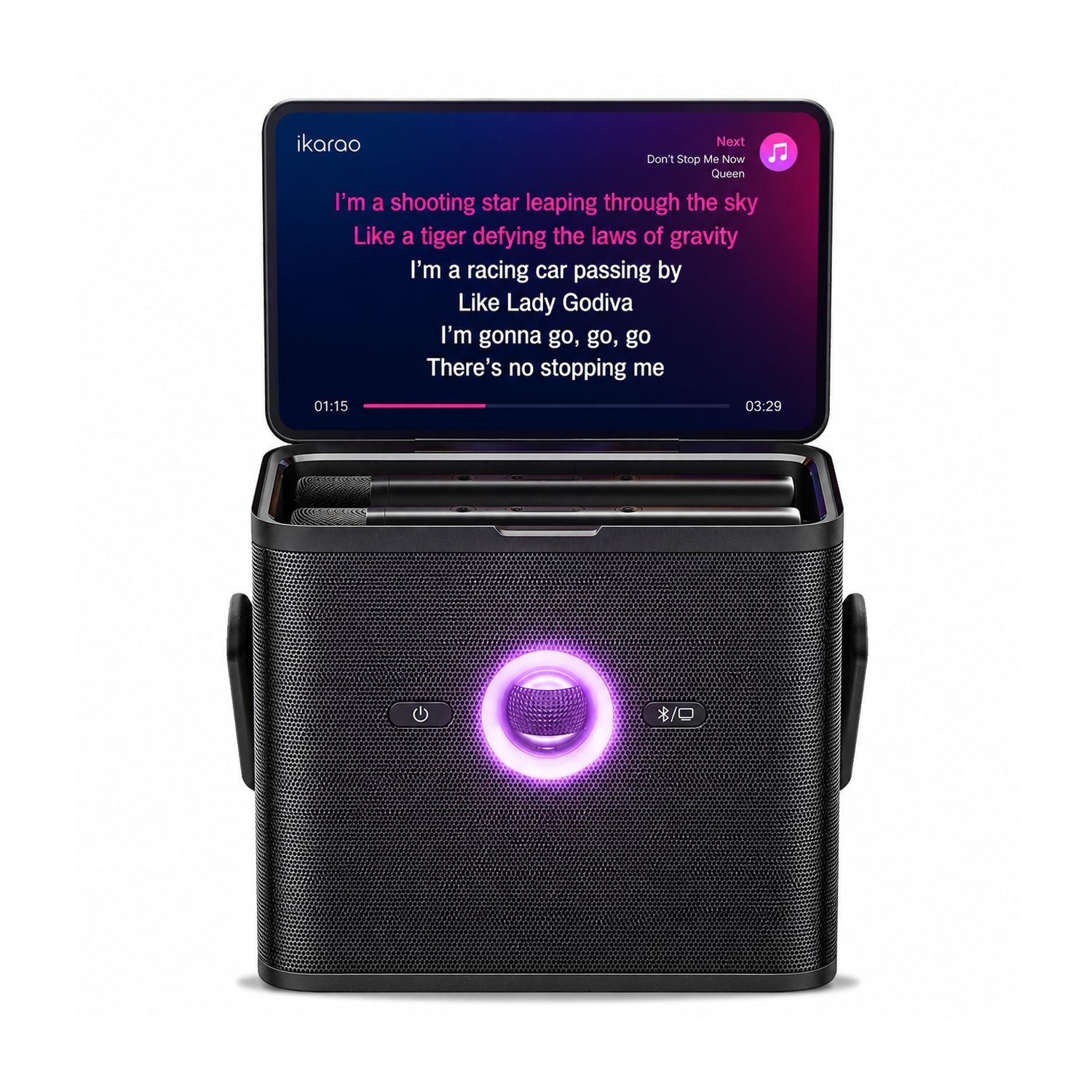 IKARAO Shell S3 HD Portable Karaoke Speaker with 7” Touch Screen, HDMI & Wireless Microphones - Karaoke Home Entertainment
