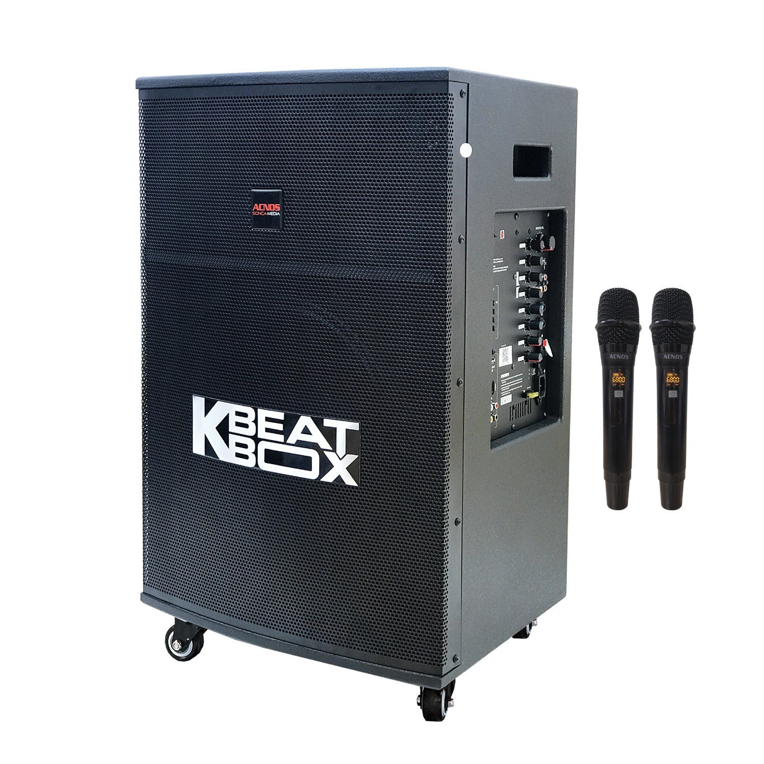 KBeatBox KB-43S [150W RMS / 600W PMPO] Karaoke Powered Speaker System + 2 Wireless Mic's + USB Karaoke & Cloud App