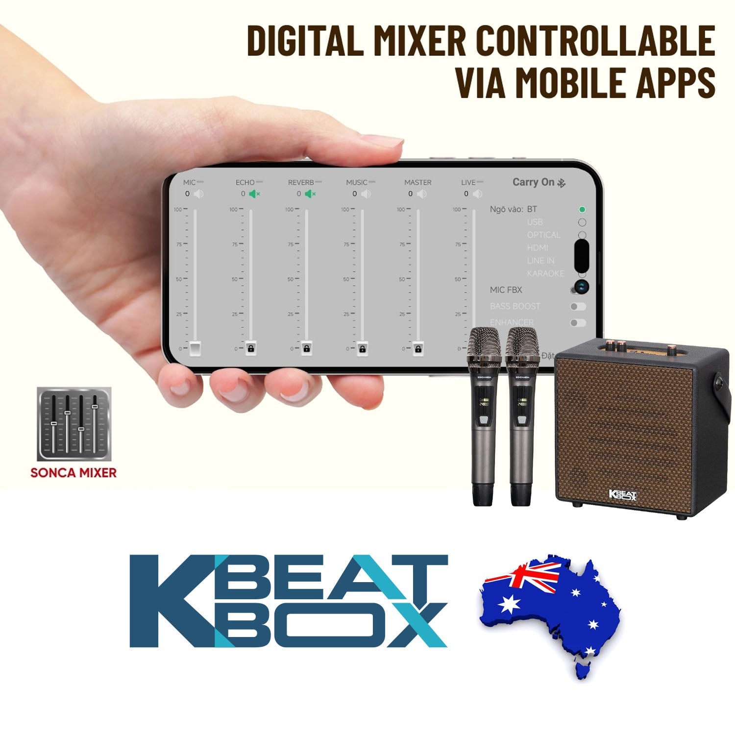 KBEATBOX CarryOn Karaoke Sound System | 25W RMS | Wireless Mics - Karaoke Home Entertainment