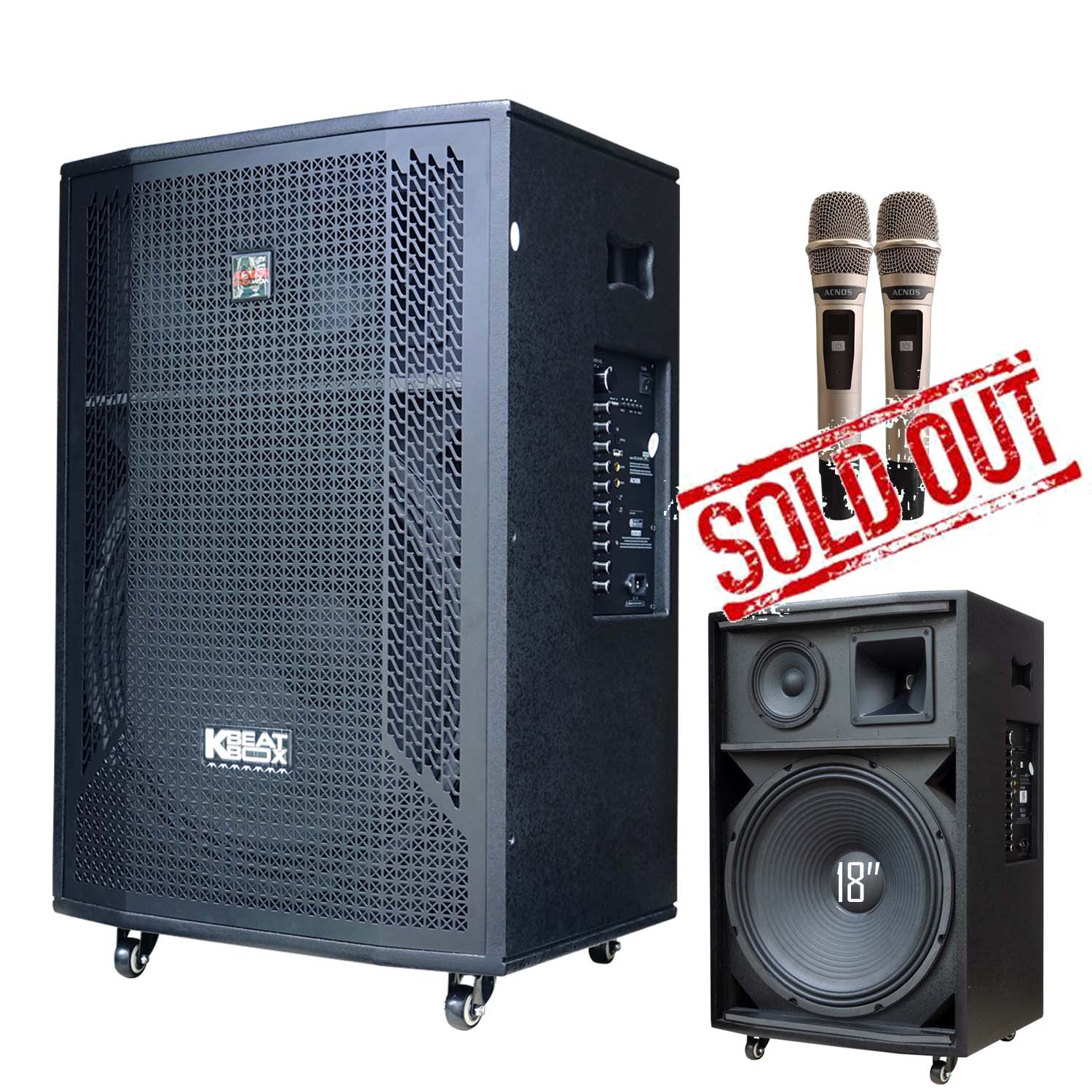 KBEATBOX CB - 51NEO – 18" Big Box Karaoke Speaker System | 250W RMS | Wireless Mics - Karaoke Home Entertainment