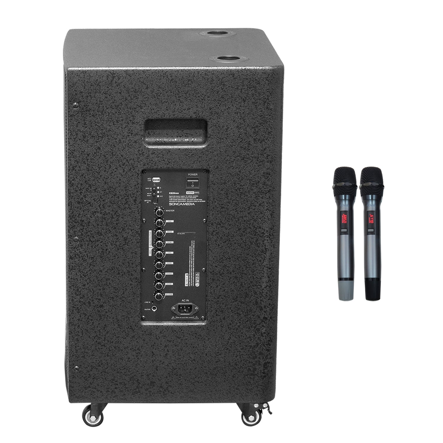 KBEATBOX KB - 39NEO – 15" Big Box Karaoke Speaker System | 80W RMS | Wireless Mics - Karaoke Home Entertainment