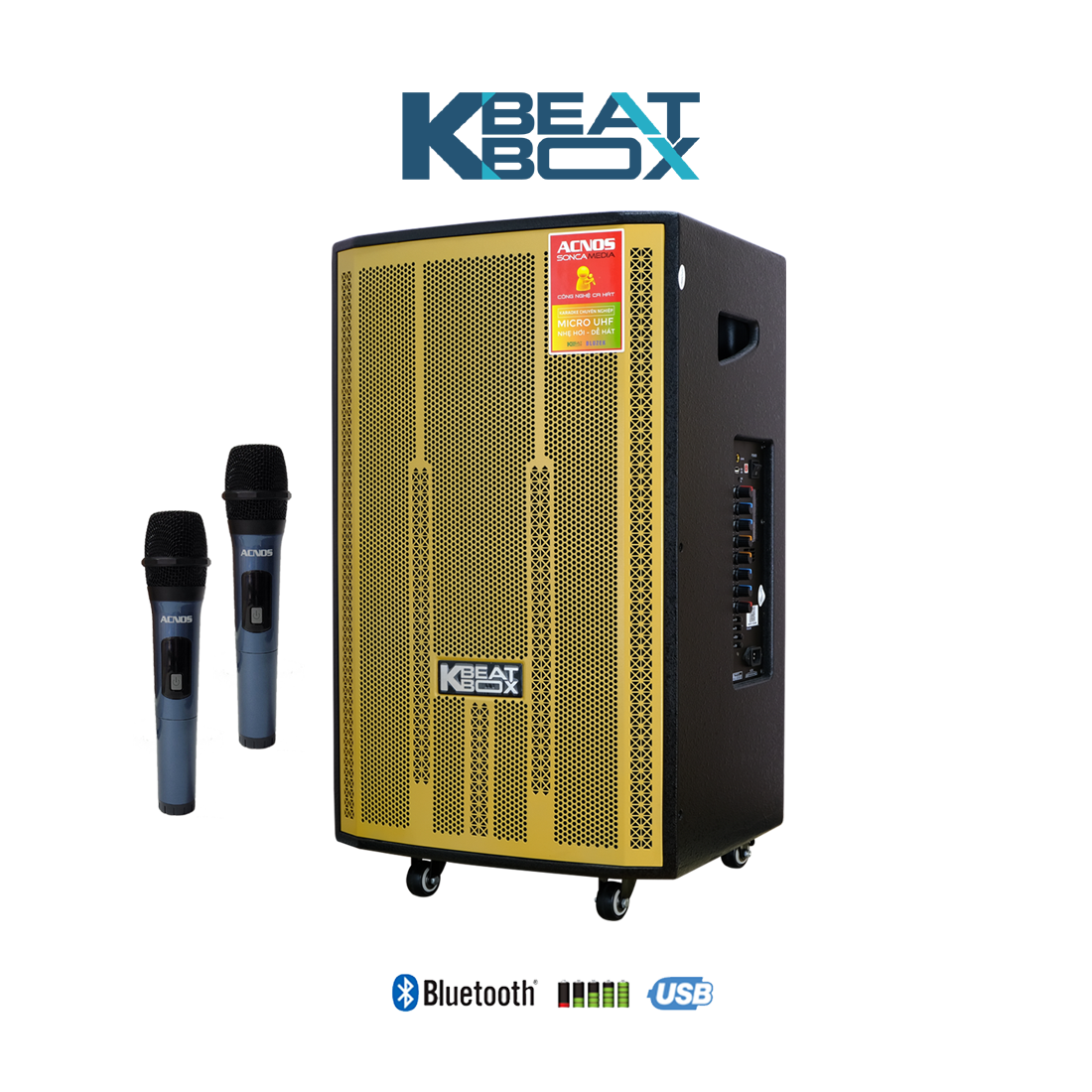 KBEATBOX Karaoke Powered Speakers with Bluetooth and Wireless Microphones
