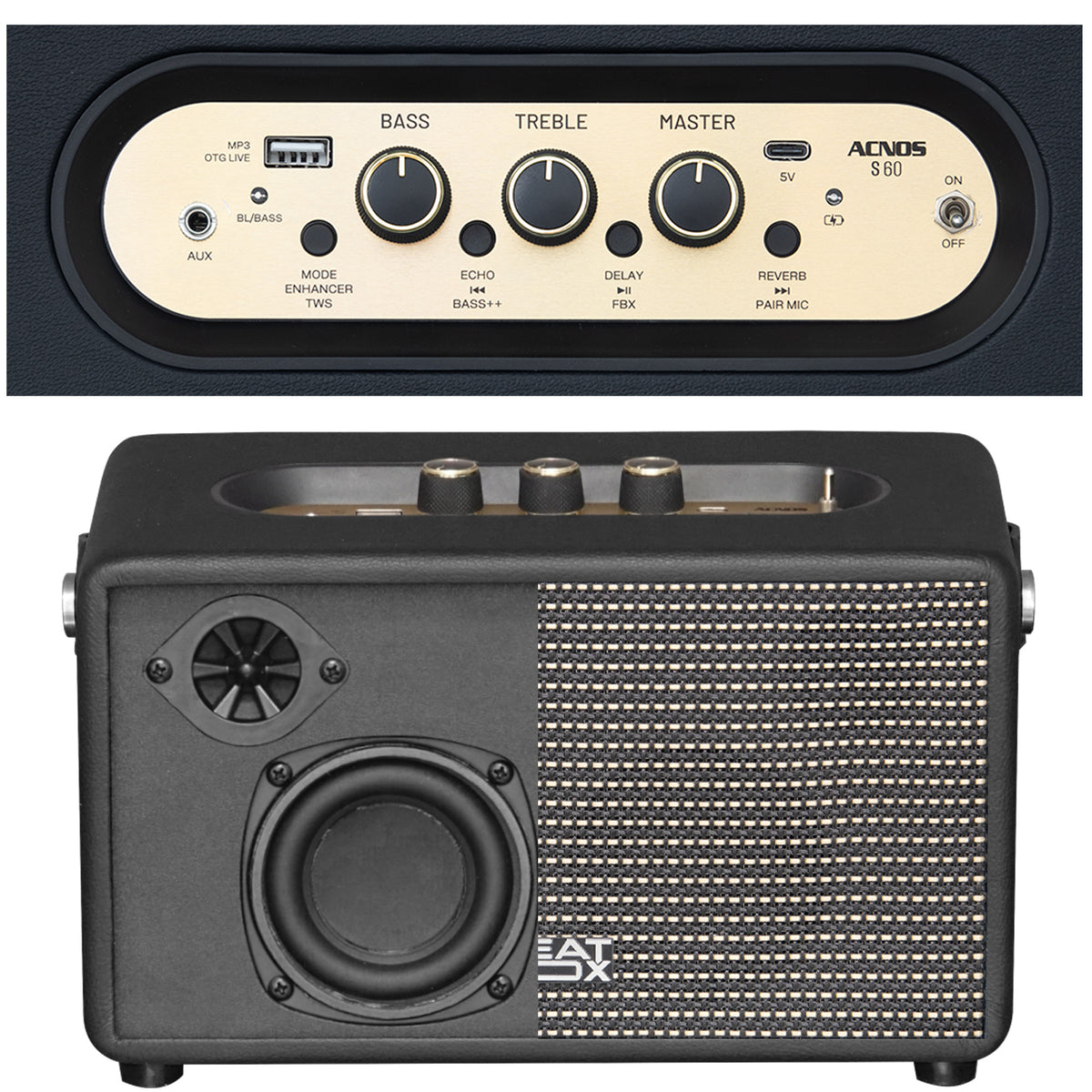 KBEATBOX S-60 Ultra-Compact Karaoke System 60W RMS + Wireless Microphones