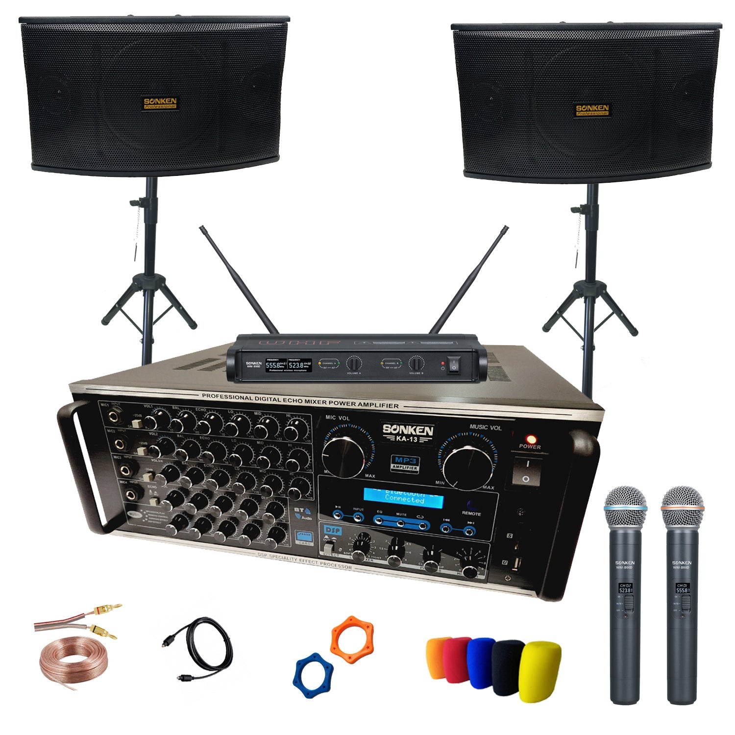 Sonken Home Karaoke Studio Package Deal (KA - 13 Amp + CS - 450 (10") Speakers + WM - 800D Wireless Mics) - Karaoke Home Entertainment
