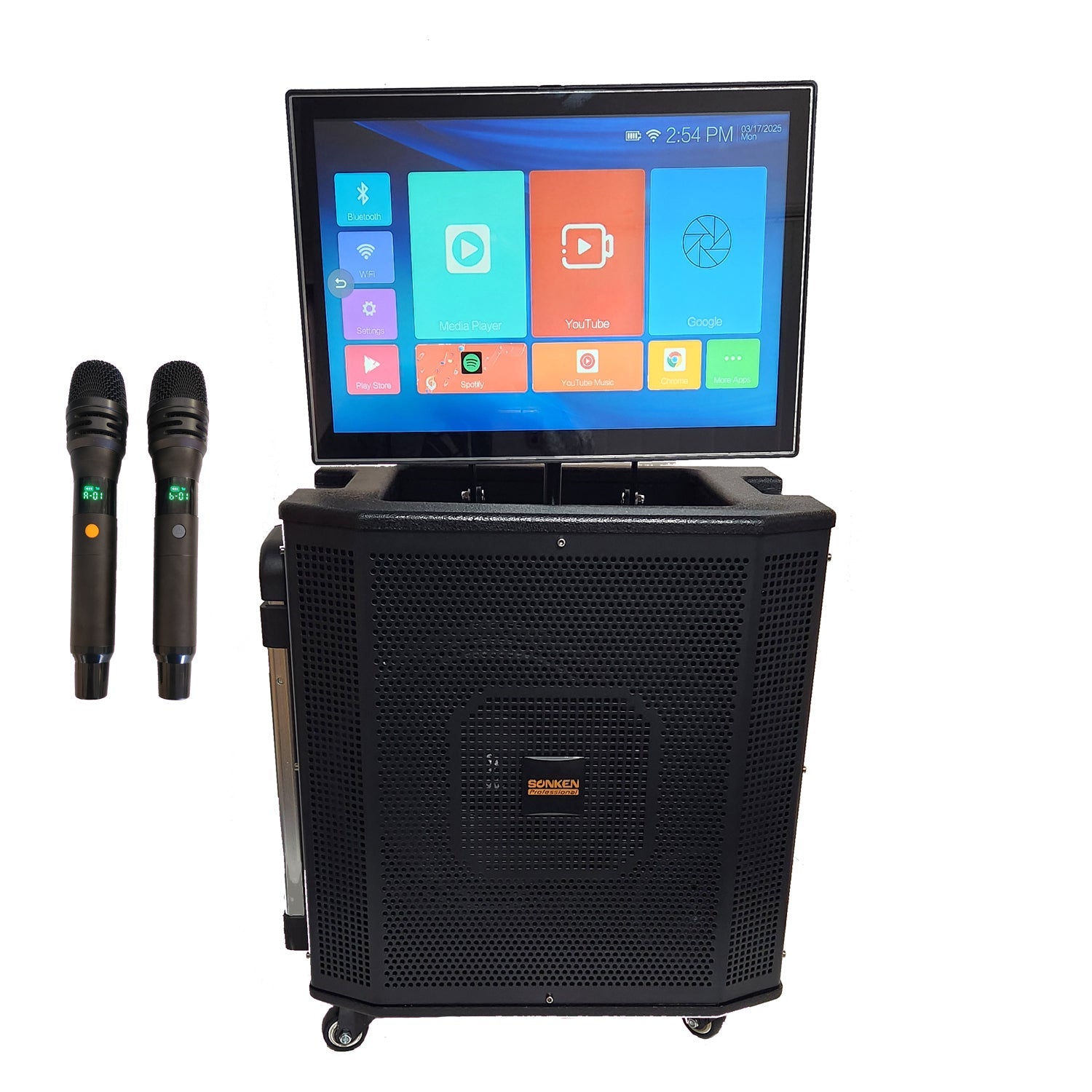 Sonken Max Karaoke (Series 4) Portable (15" Touch Screen / Android OS / WIFI / 2 Wireless Mics) - Karaoke Home Entertainment