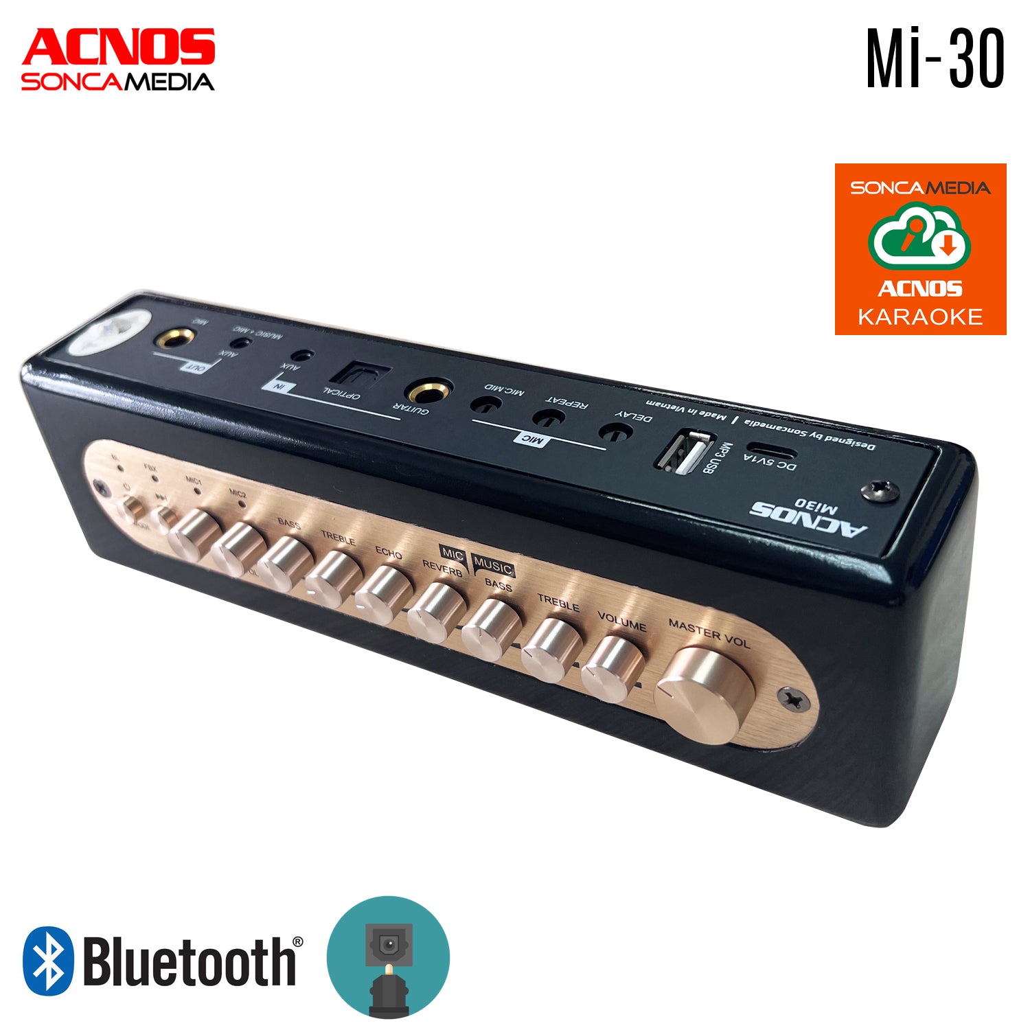 ACNOS Mi-30 Compact Portable Karaoke Mixer + 2 UHF Wireless Microphones + Carry Bag - Karaoke Home Entertainment