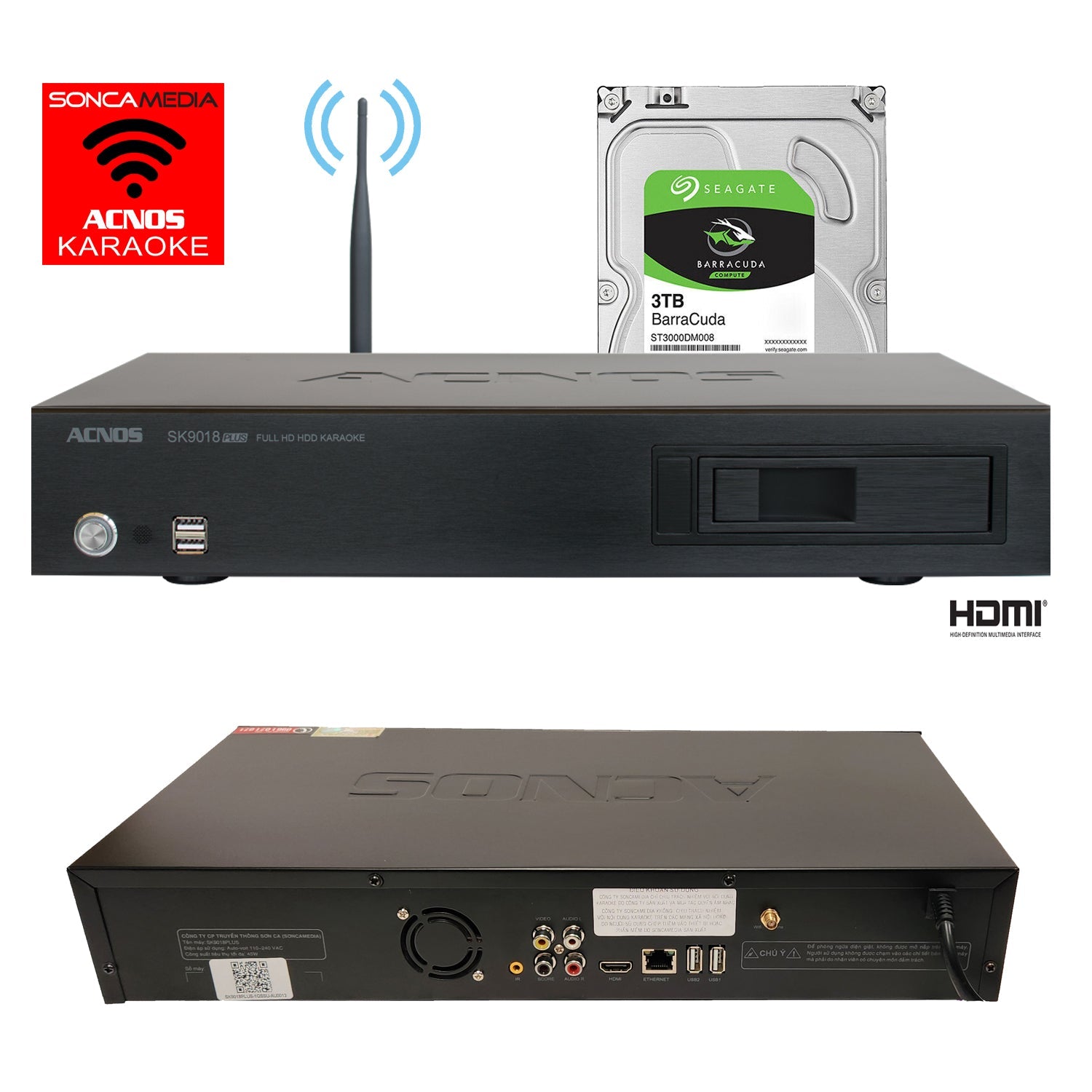 ACNOS SK9018PLUS Vietnamese Karaoke 3TB Hard Drive System (60,000 Songs) (WIFI) (YOUTUBE) - Karaoke Home Entertainment