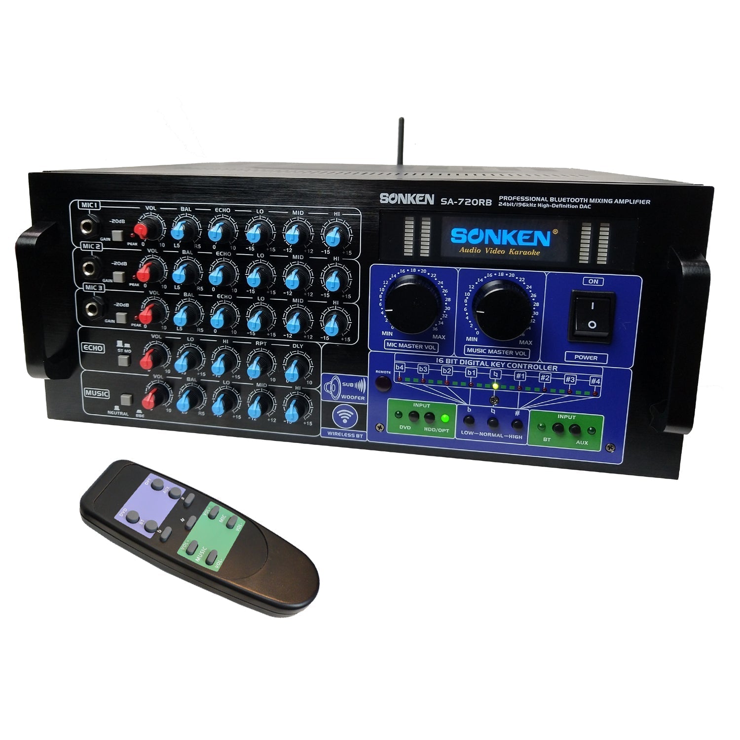 EX DISPLAY: Sonken SA-720 Pro Series Karaoke Mixing Amplifier (950 Watts - RMS) + Bluetooth + Optical - Karaoke Home Entertainment