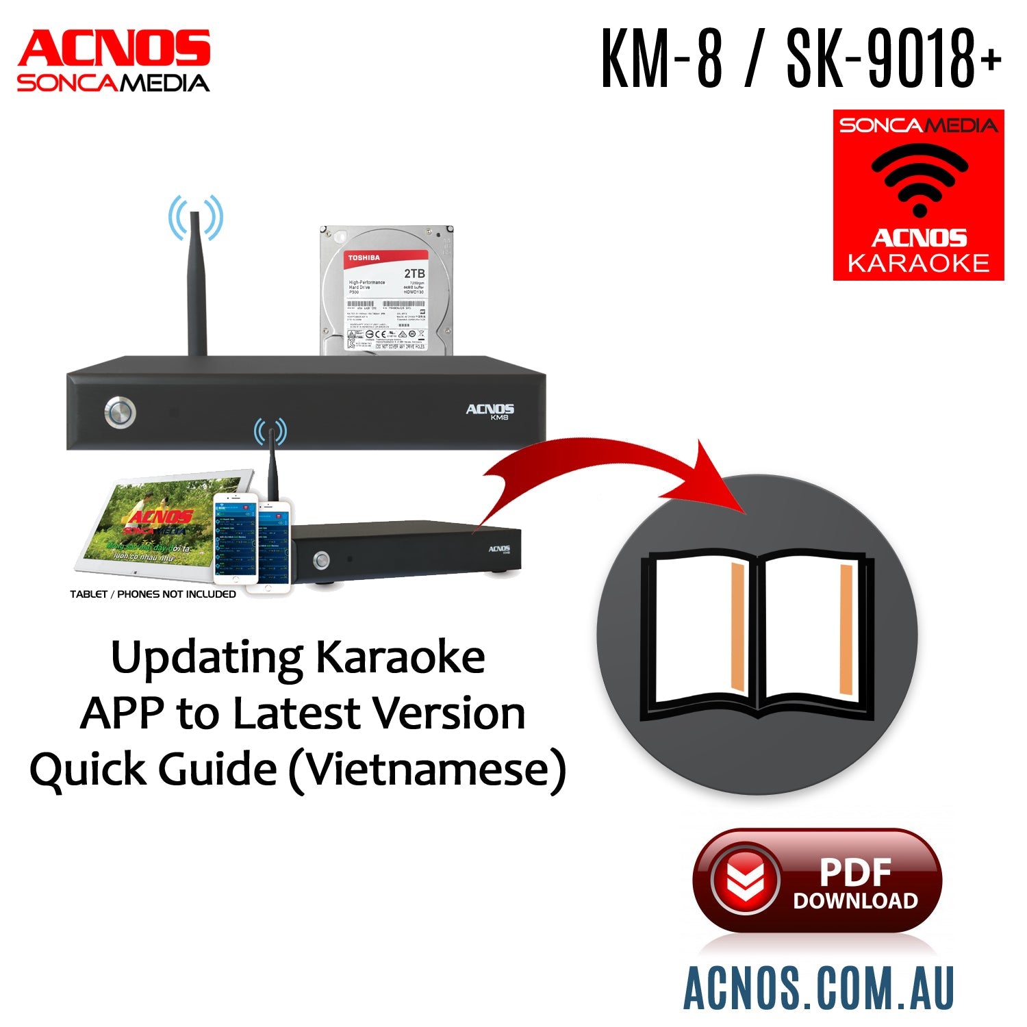 How To Connect Guide - ACNOS KM-8 / SK-9018+ Karaoke HDD APP Update (Vietnamese) - Karaoke Home Entertainment