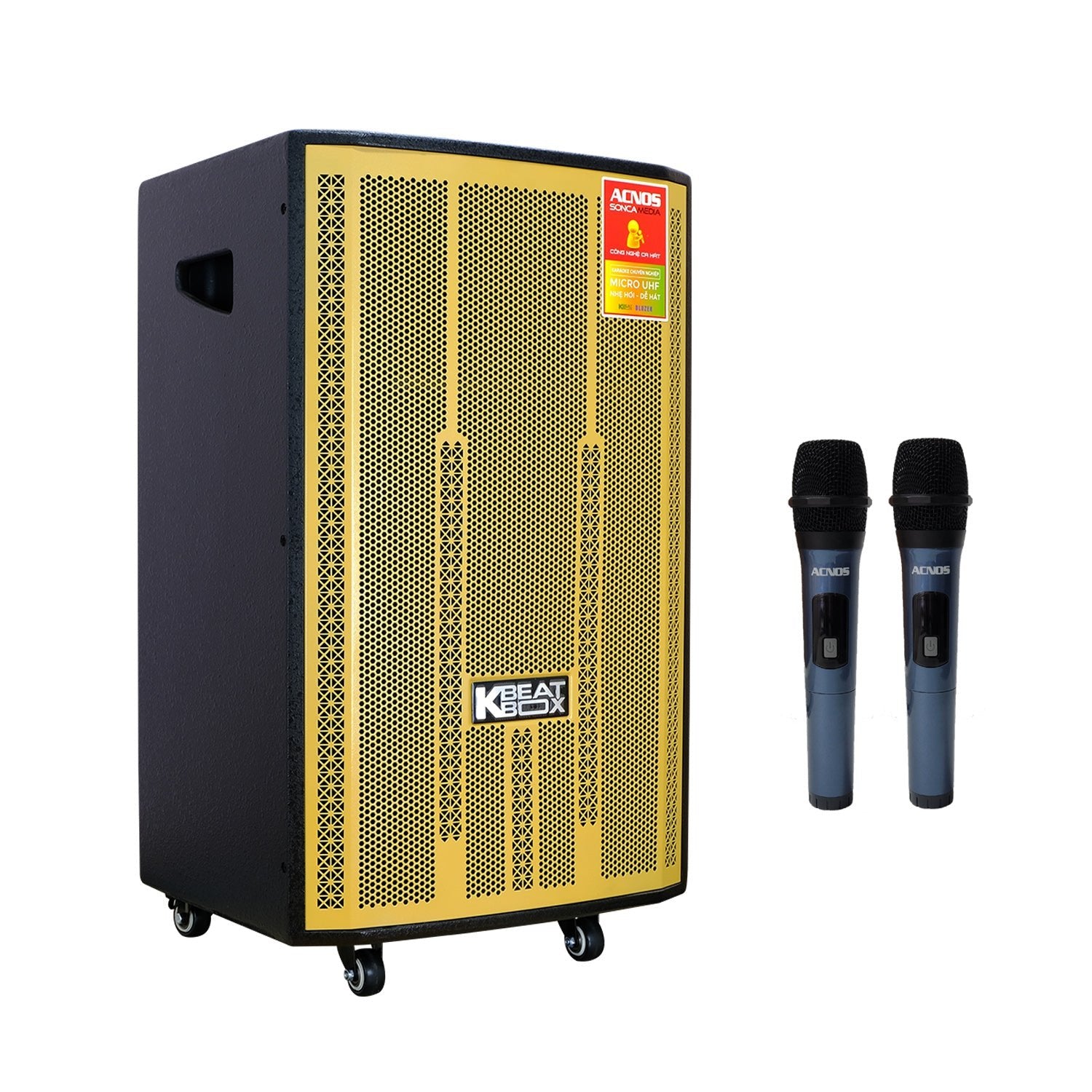 KBeatBox CB-4051-MAX [70W RMS / 450W PMPO] Karaoke Powered Speaker System + 2 Wireless Mic's + Karaoke Cloud App - Karaoke Home Entertainment