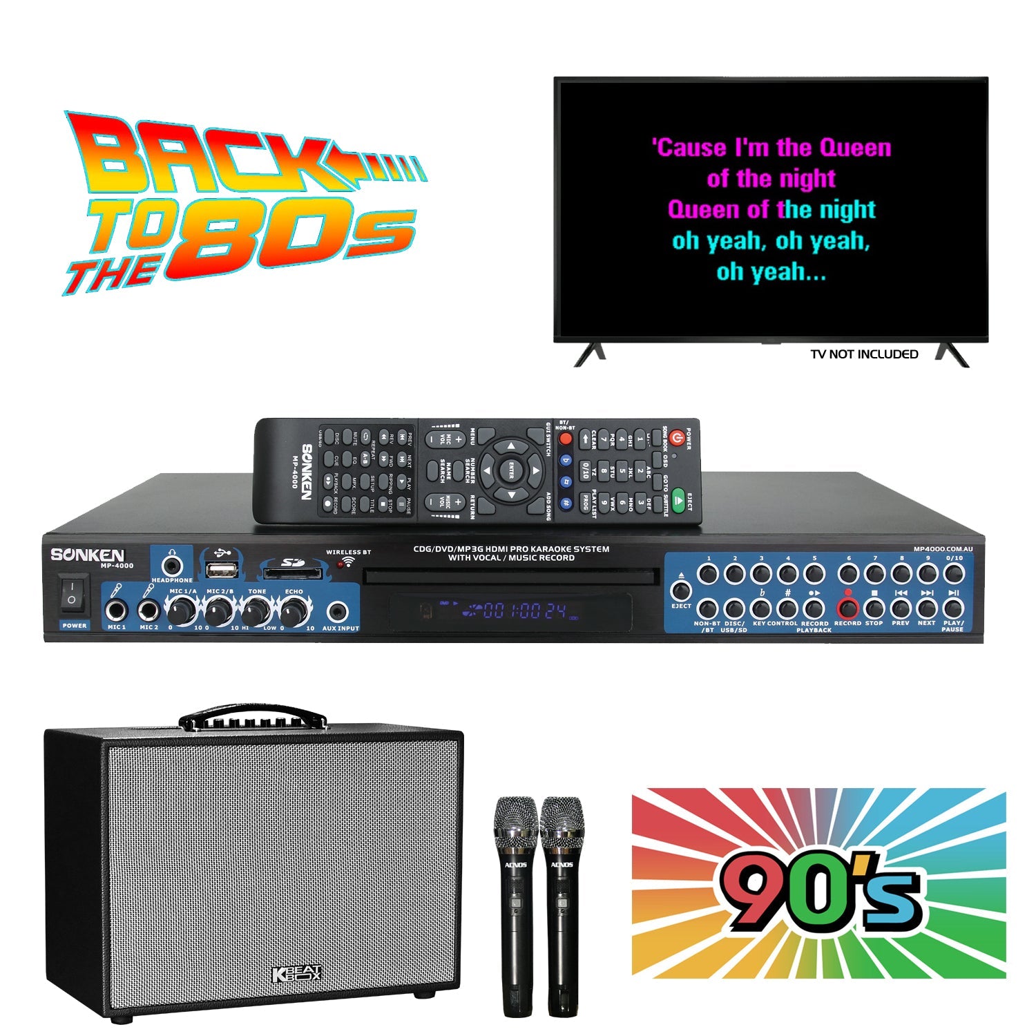Sonken MP4000 + KBEATBOX CS-200PU + 420 Songs from the 80's & 90's - Karaoke Home Entertainment