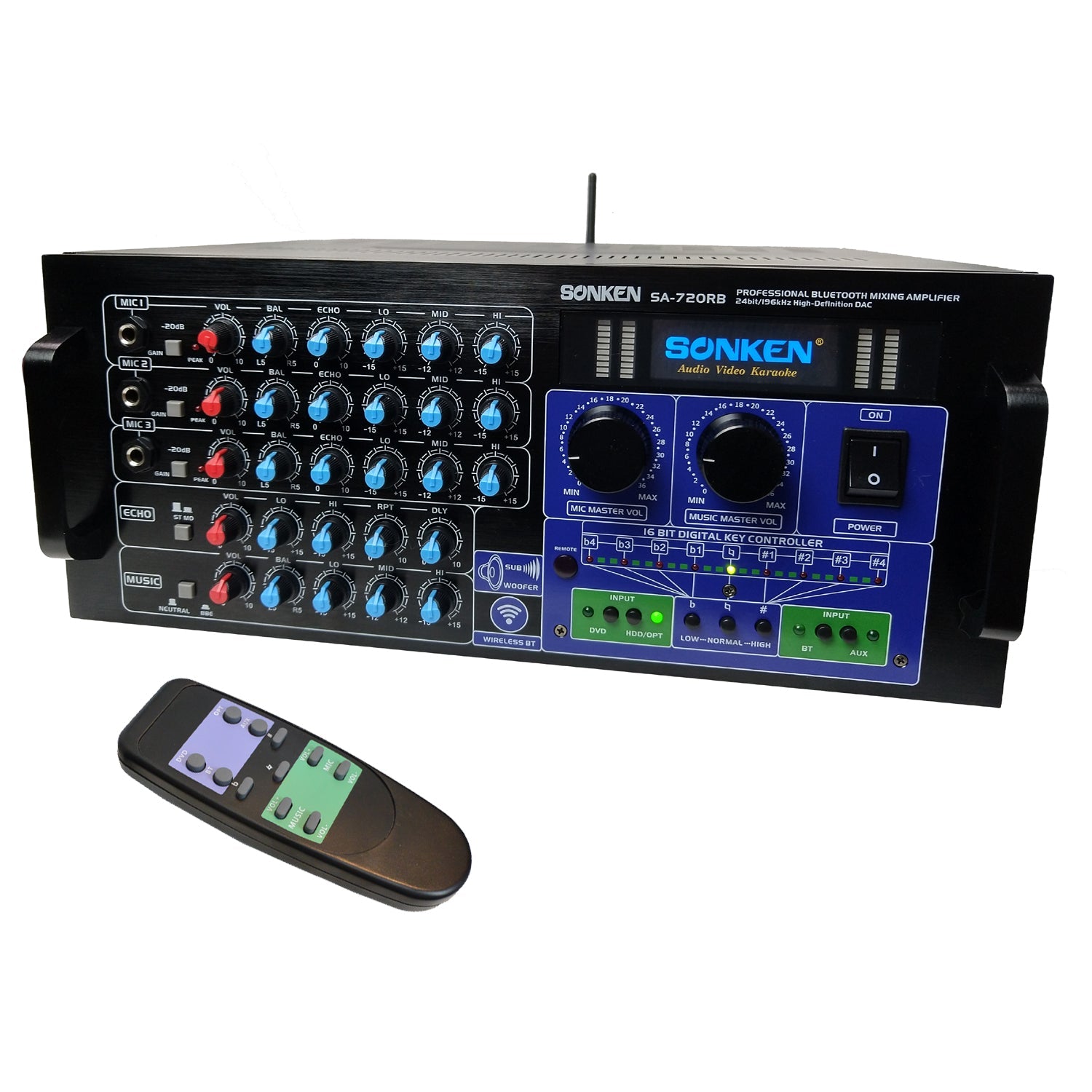 Sonken SA-720 Pro Series Karaoke Mixing Amplifier (950 Watts - RMS) + Bluetooth + Optical - Karaoke Home Entertainment