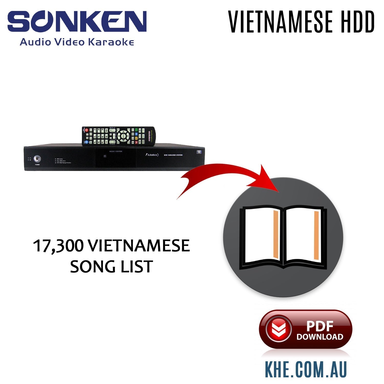 Vietnamese (17,300) Song Book for Sonken Vietnamese 1TB Karaoke HDD System - Karaoke Home Entertainment